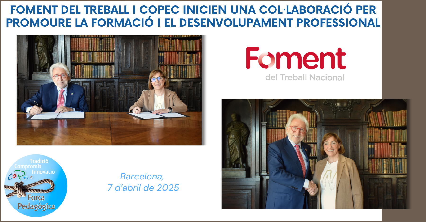 FOMENT DEL TREBALL I COPEC INICIEN UNA COL·LABORACIÓ PER PROMOURE LA FORMACIÓ