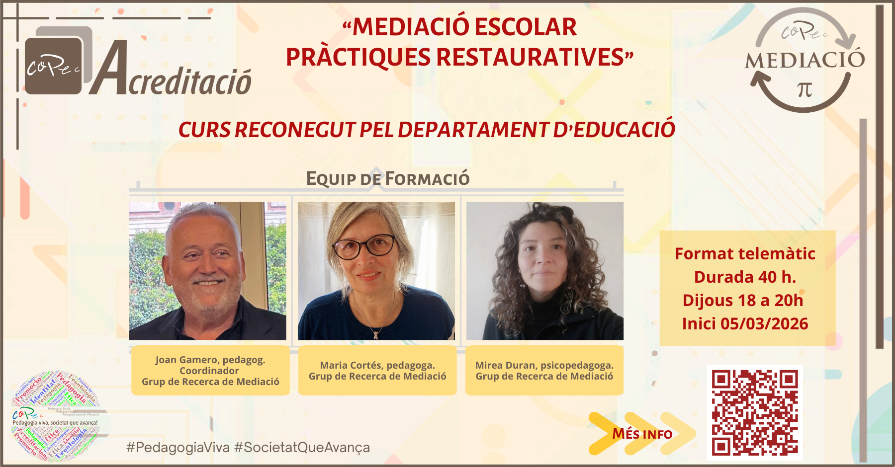 Col·legi Oficial de Pedagogia de Catalunya > AVP - CURSO ACREDITACIÓN EN MEDIACIÓN ESCOLAR. PRÁCTICAS RESTAURATIVAS