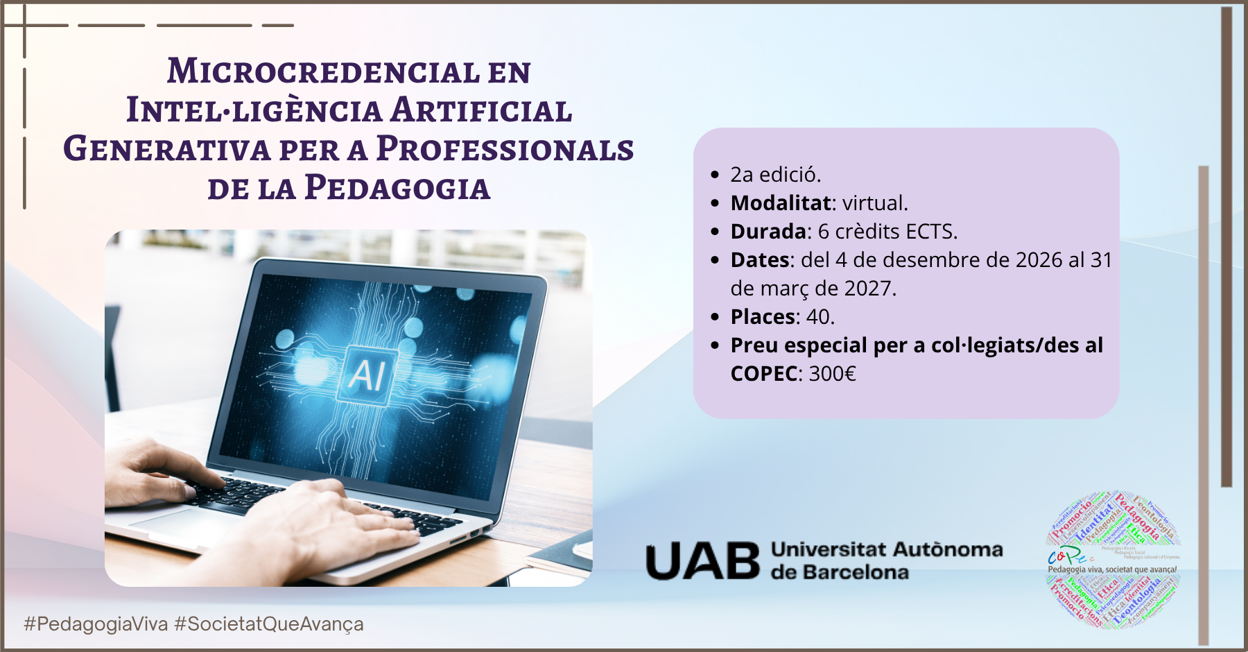 2A EDICIÓ DE LA MICROCREDENCIAL EN INTEL·LIGÈNCIA ARTIFICIAL GENERATIVA