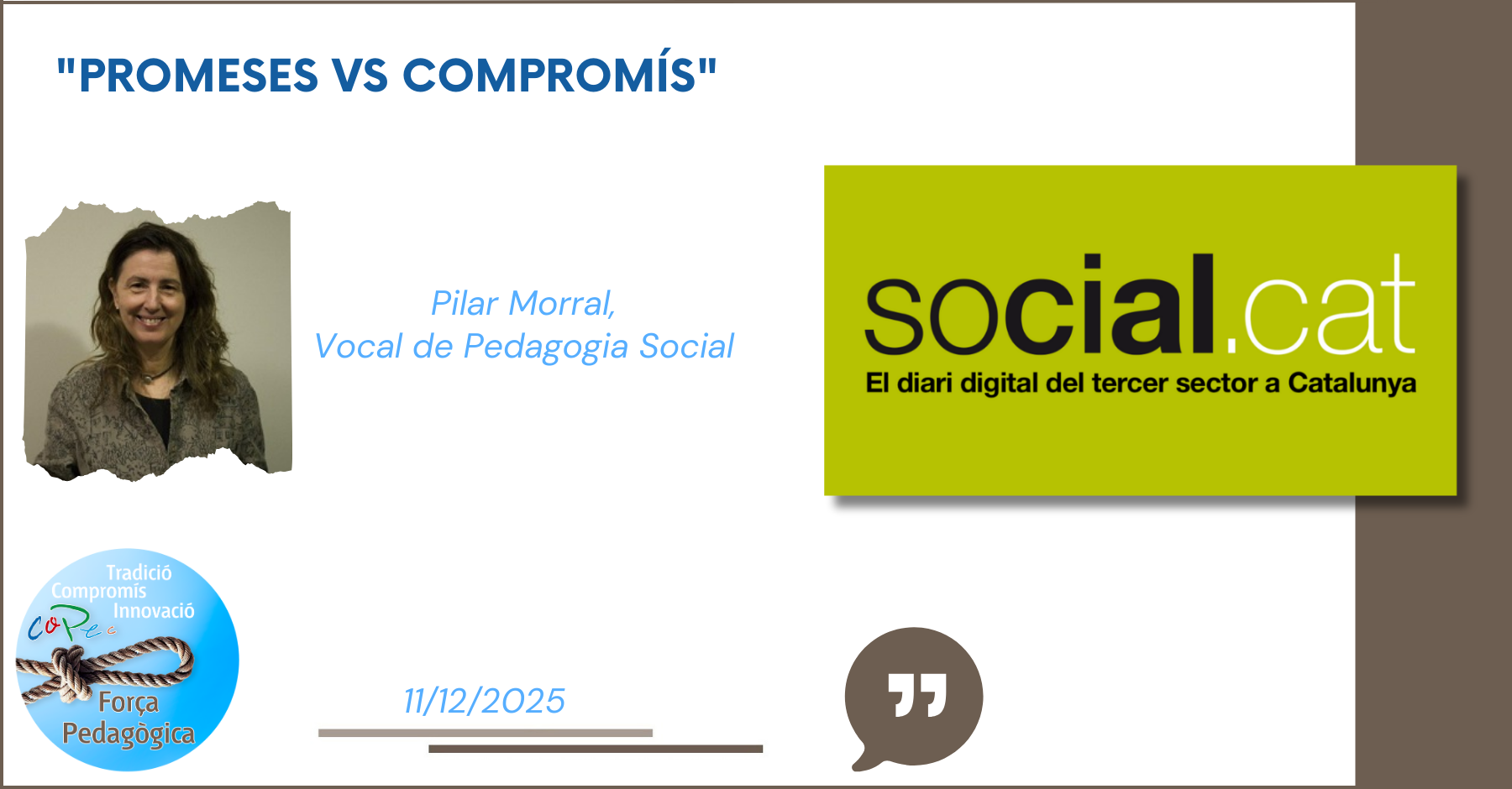 "PROMESES VS COMPROMÍS", SOCIAL.CAT - PILAR MORRAL