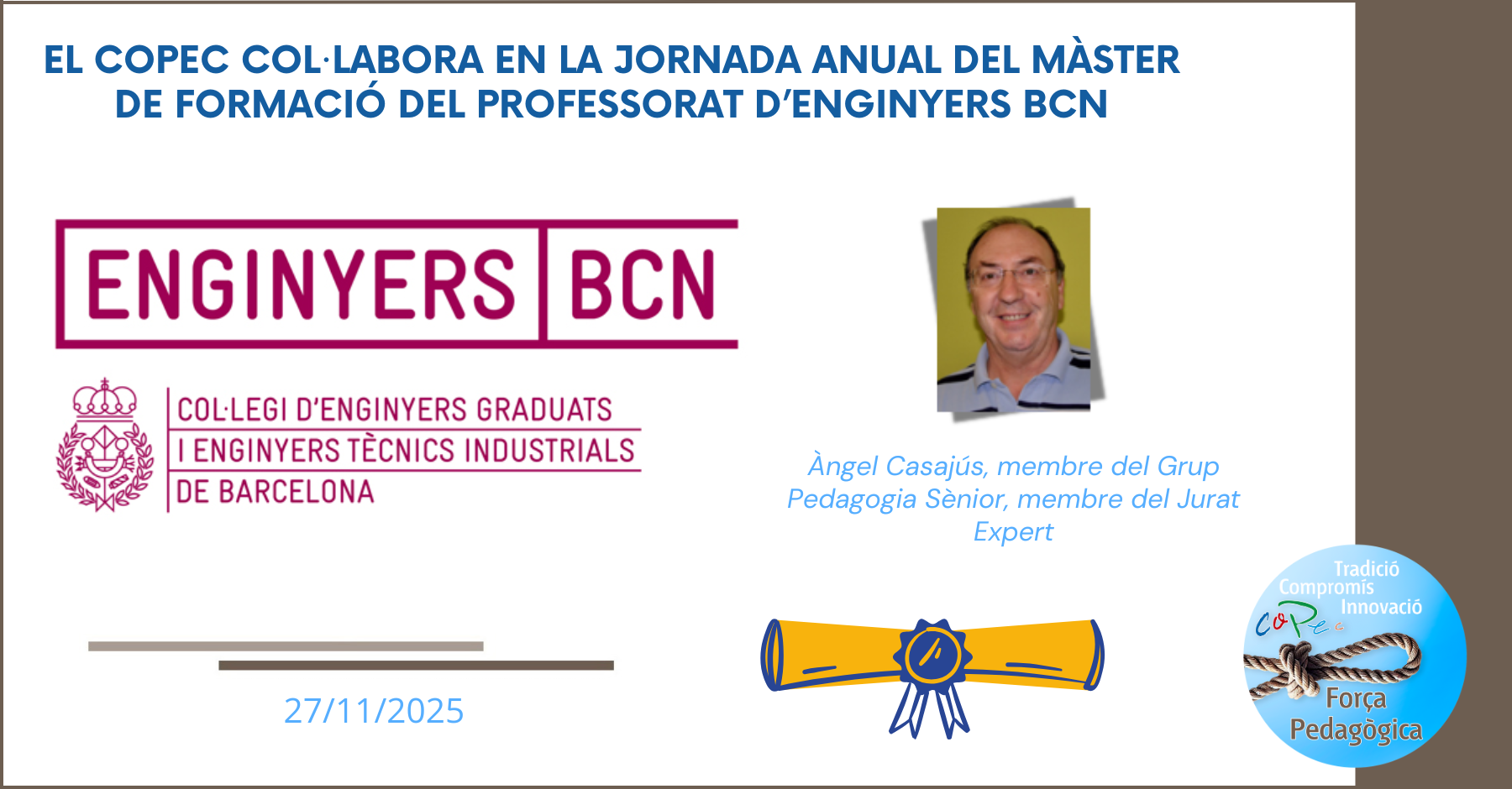 EL COPEC COL·LABORA EN LA JORNADA ANUAL DEL MÀSTER DE FORMACIÓ DEL PROFESSORAT D’ENGINYERS BCN