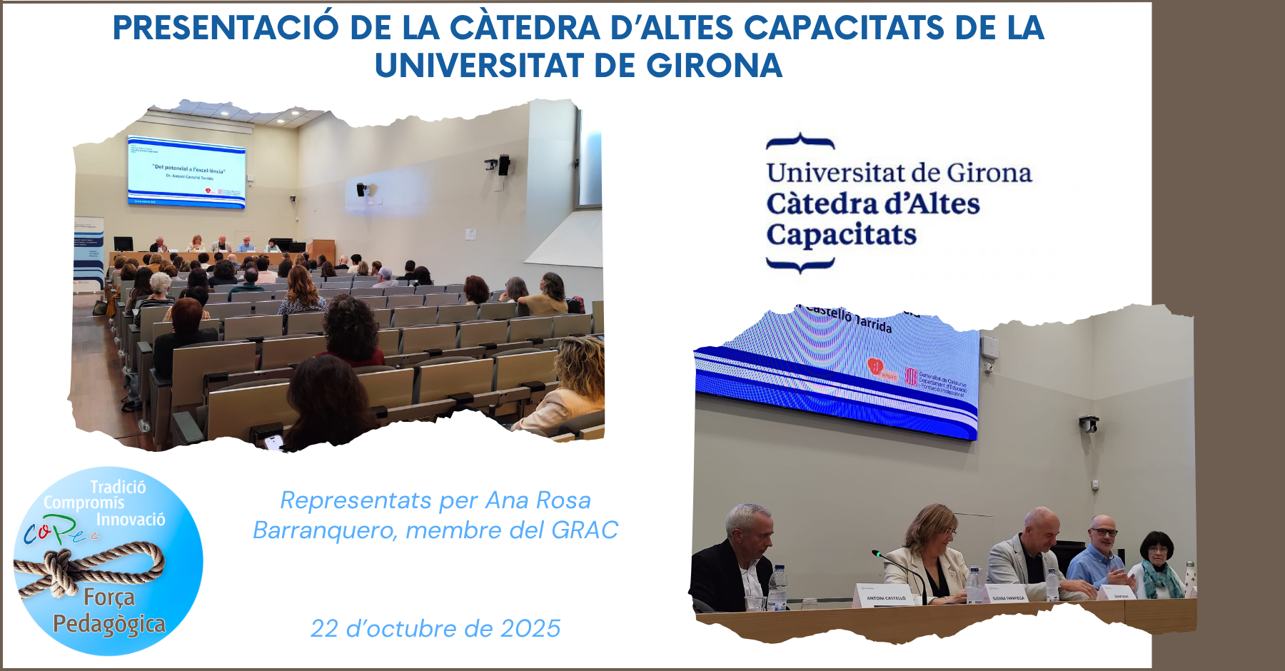 EL GRAC EN LA PRESENTACIÓN DE LA CÁTEDRA DE ALTAS CAPACIDADES DE LA UNIVERSIDAD DE GIRONA