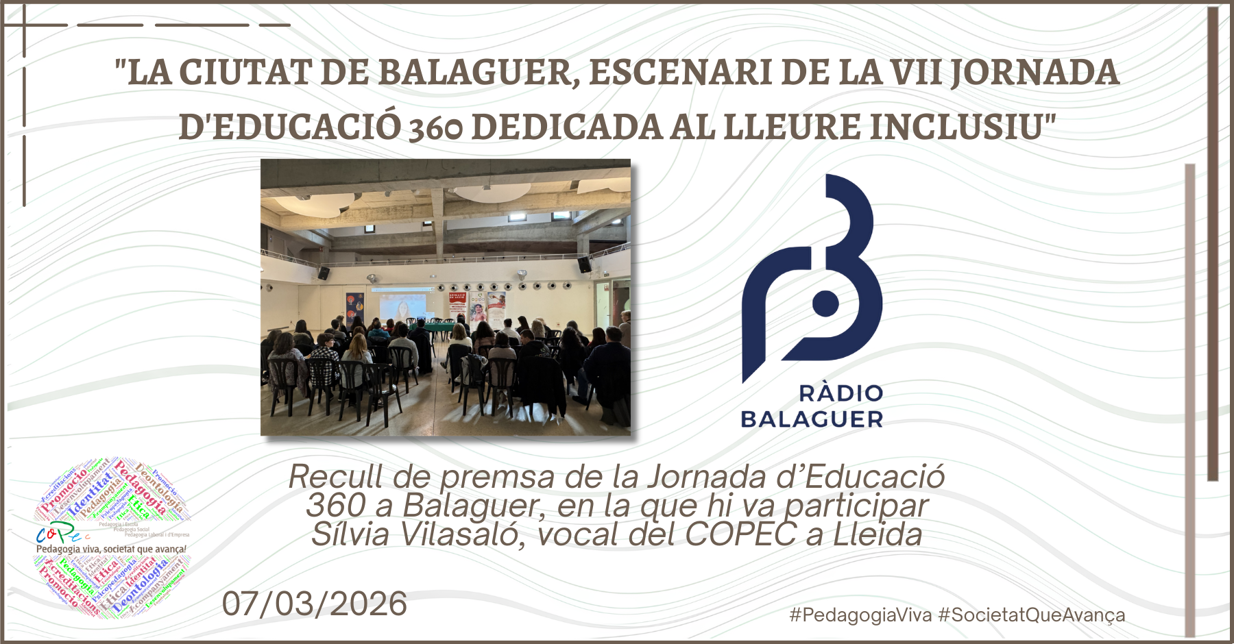 "LA CIUDAD DE BALAGUER, ESCENARIO DE LA VII JORNADA DE EDUCACIÓN 360" RÀDIO BALAGUER