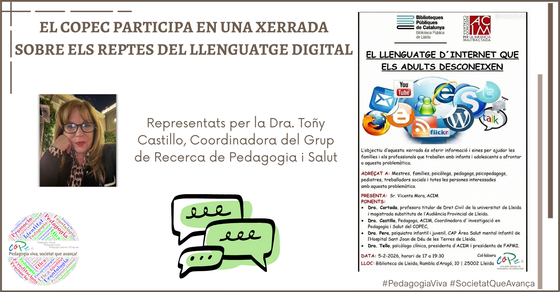 EL COPEC PARTICIPA EN UNA XERRADA SOBRE ELS REPTES DEL LLENGUATGE DIGITAL A LLEIDA