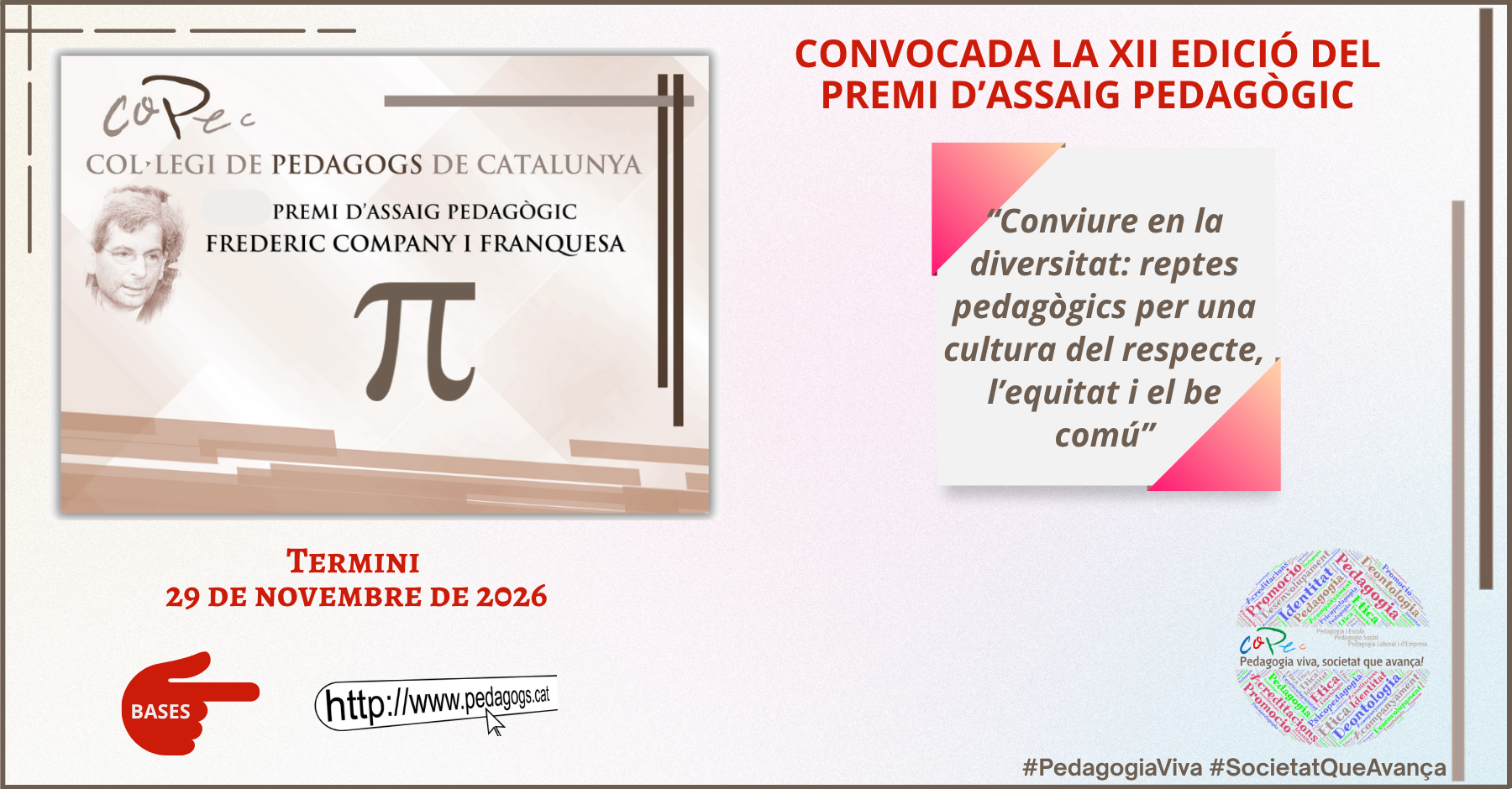 Col·legi Oficial de Pedagogia de Catalunya >  > COPEC CONVOCA EL PREMI D’ASSAIG PEDAGÒGIC FCiF