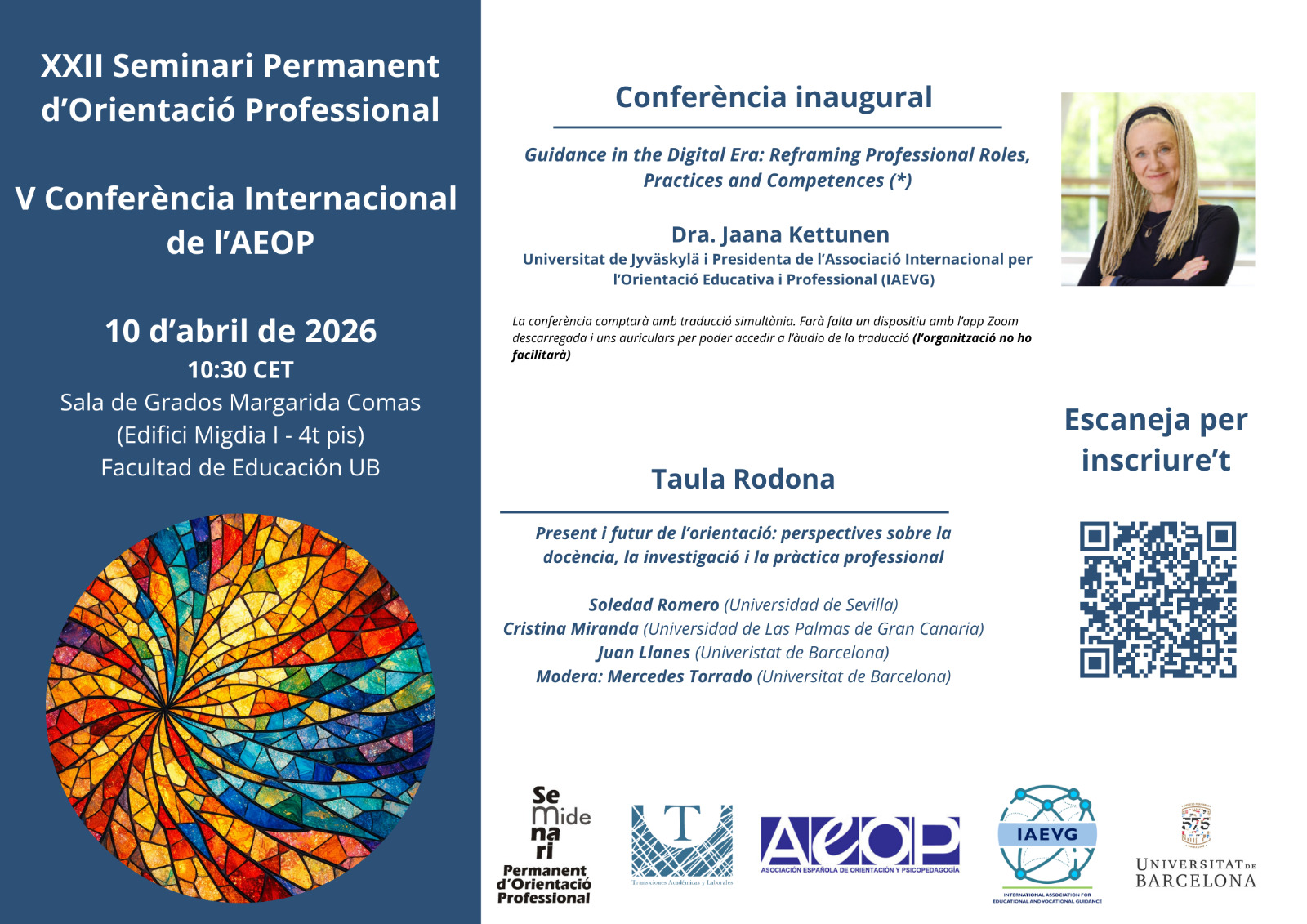 Col·legi Oficial de Pedagogia de Catalunya > agenda > XXII Seminari Permanent d’Orientació Professional i V Conferencia Internacional AEOP